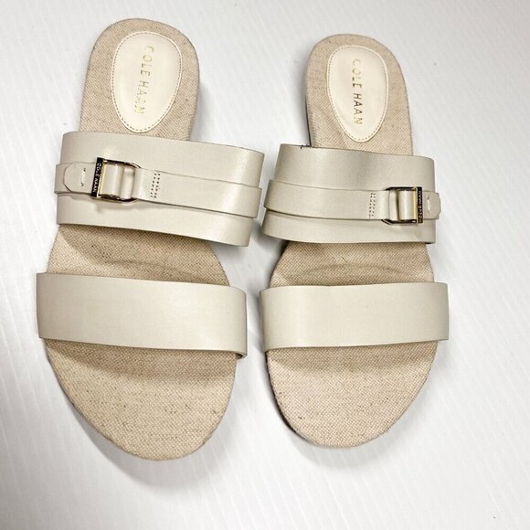 Cole Haan Francine Demi Womens Size 6.5B Beige Wedge Slip In Slide Sandals - Picture 2 of 12